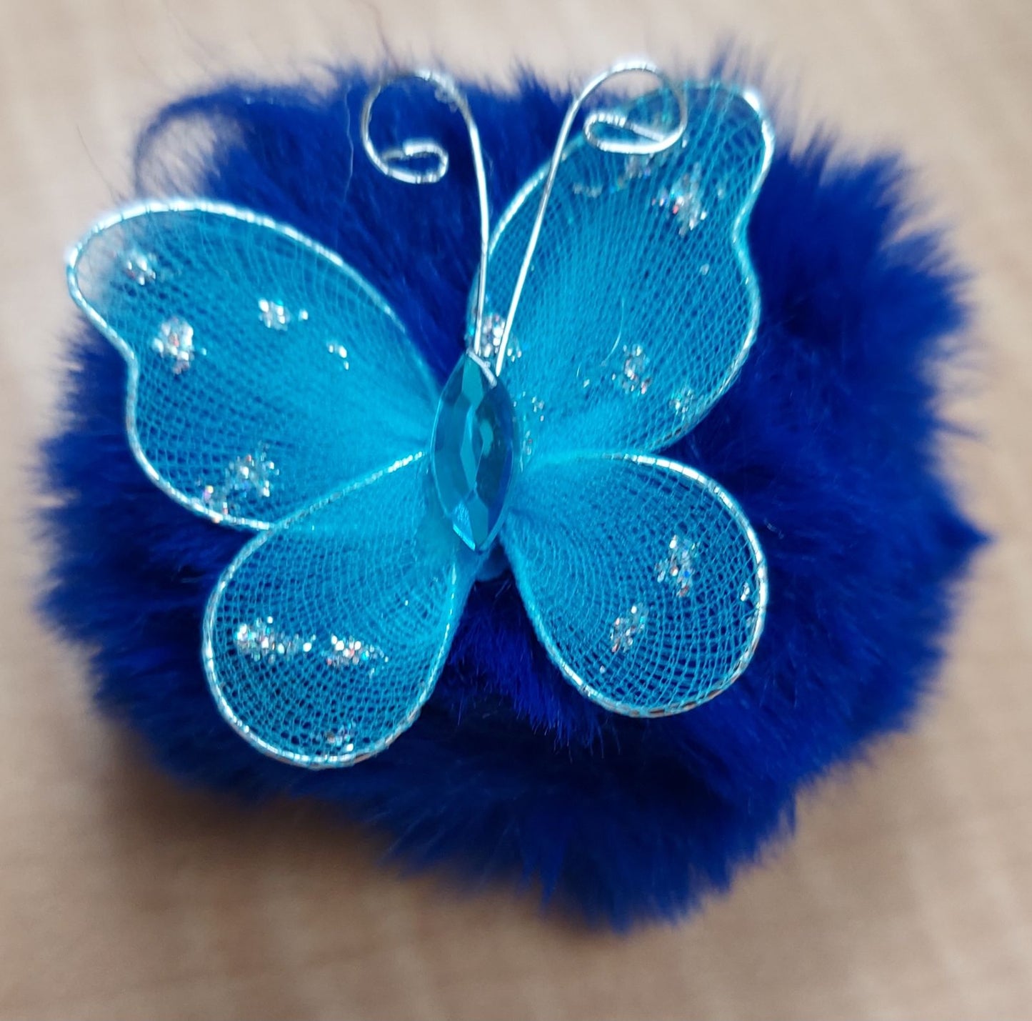 Must Haves - Butterfly Fuzzy Puff Ball Key Chain - Paula Monks