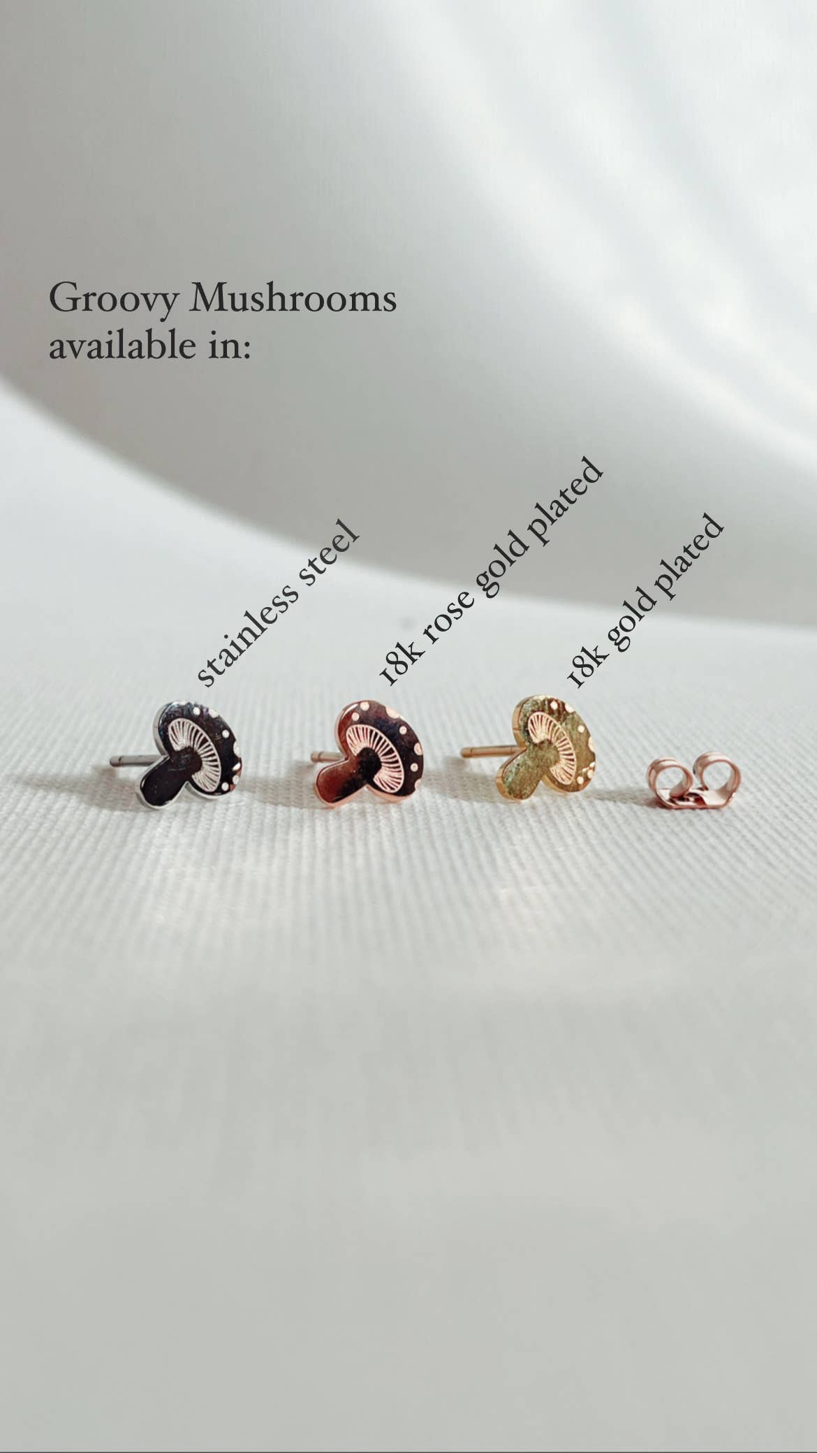 Dainty Little Tiny Things | Groovy Mushrooms | Earring Studs: Stainless Steel