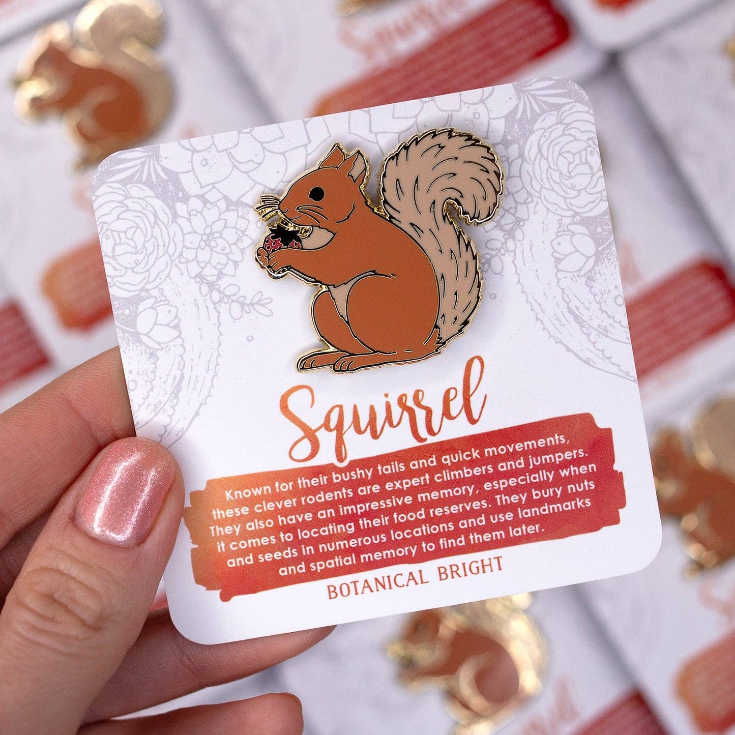 Squirrel with Strawberry Enamel Pin