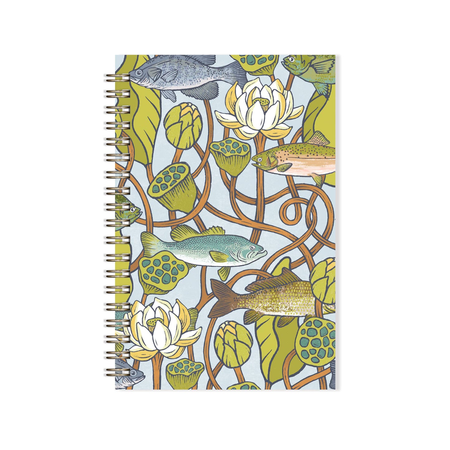 Lotus Pond Spiral Bound Notebook: Lined