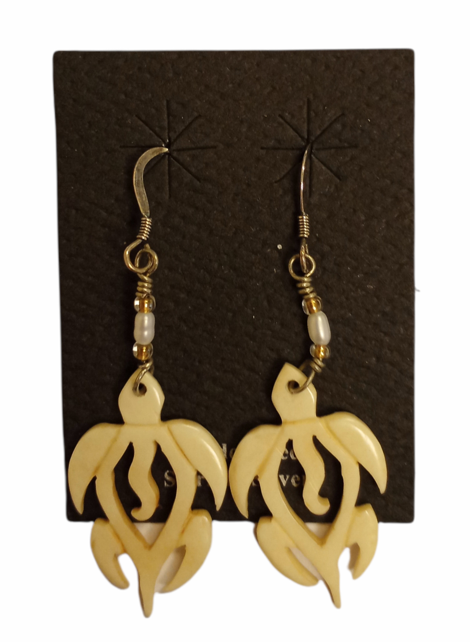 Carved Bone Earrings Sterling Wire