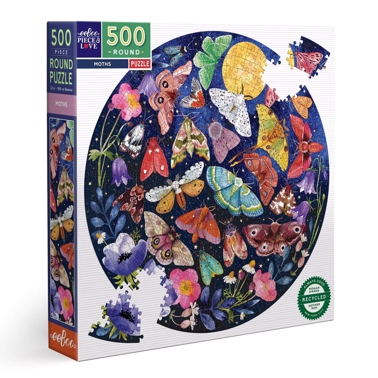 Moths 500 Piece Round Adult Jigsaw Puzzle