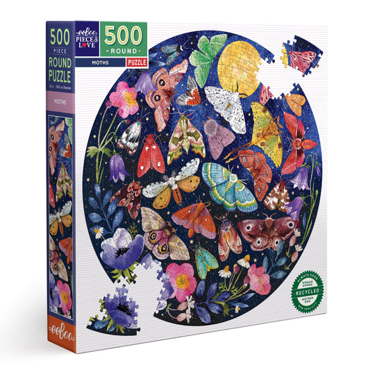 Moths 500 Piece Round Adult Jigsaw Puzzle