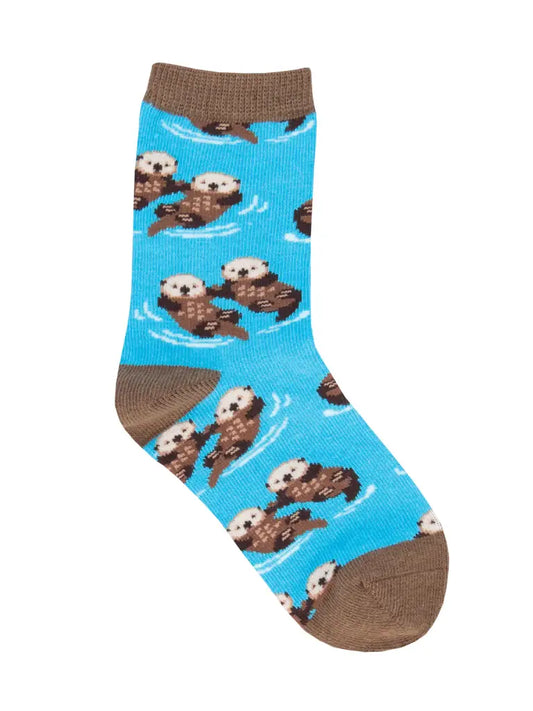 Kids' Cotton Crew Socks - Significant Otter: Blue / 4-7 Years