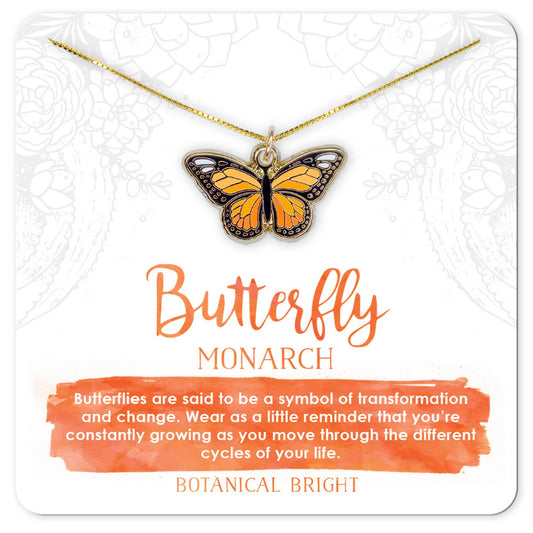 Monarch Butterfly Charm Necklace: Gold