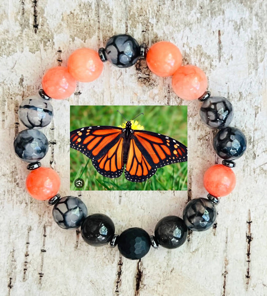 Monarch Earth Stones Beaded Bracelet: Large (8")