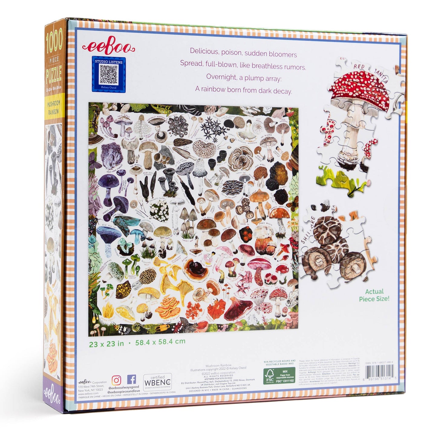 Mushroom Rainbow 1000 Piece Square Jigsaw Puzzle