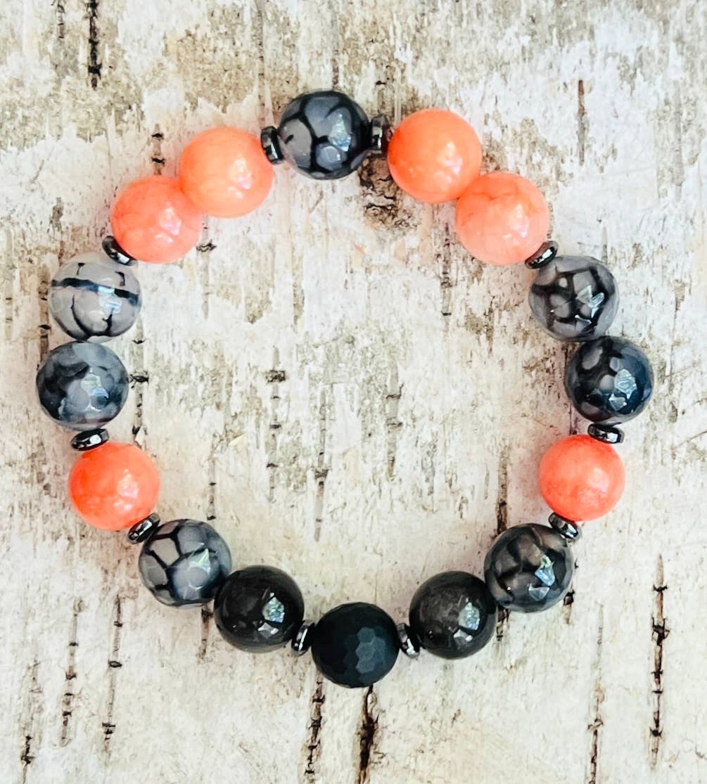 Monarch Earth Stones Beaded Bracelet: Small/Medium (7")