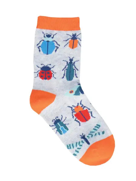Kids' Cotton Crew Socks - Buggin' Out: Blue Heather / 4-7 Years