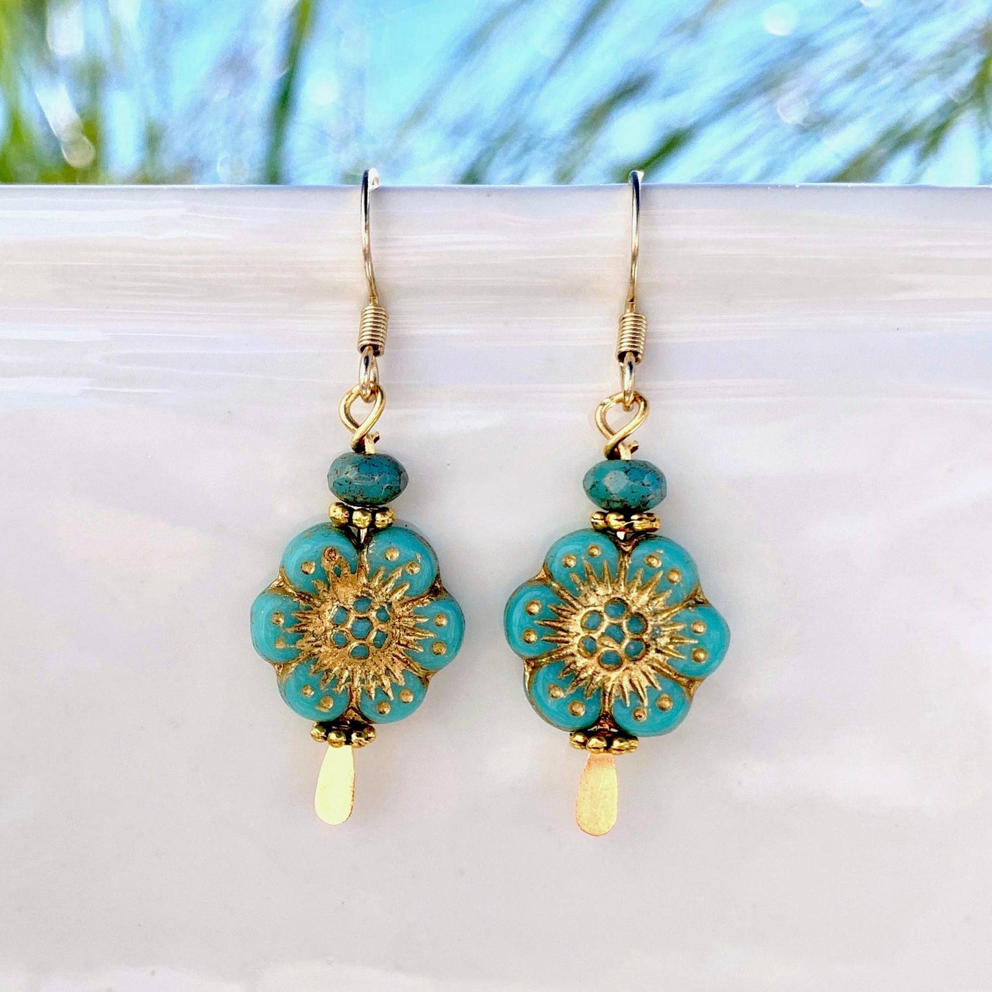 Turquoise Flower Earrings - 6 Garden and Ocean Colors Blue Turquoise