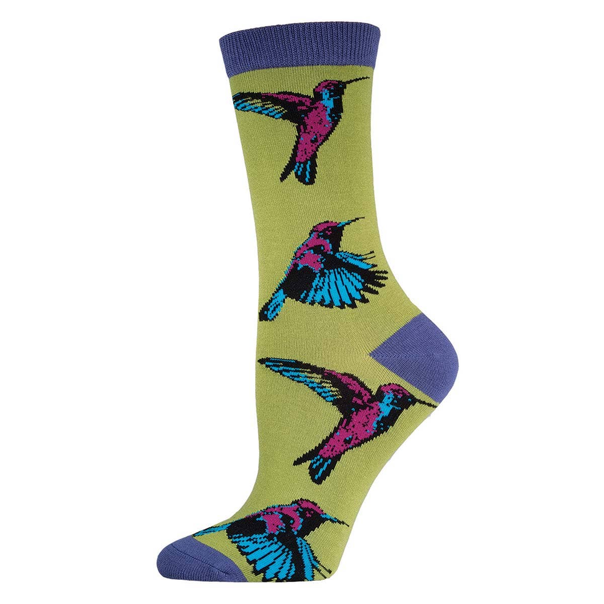 Hummingbirds Socks: Citron / 9-11