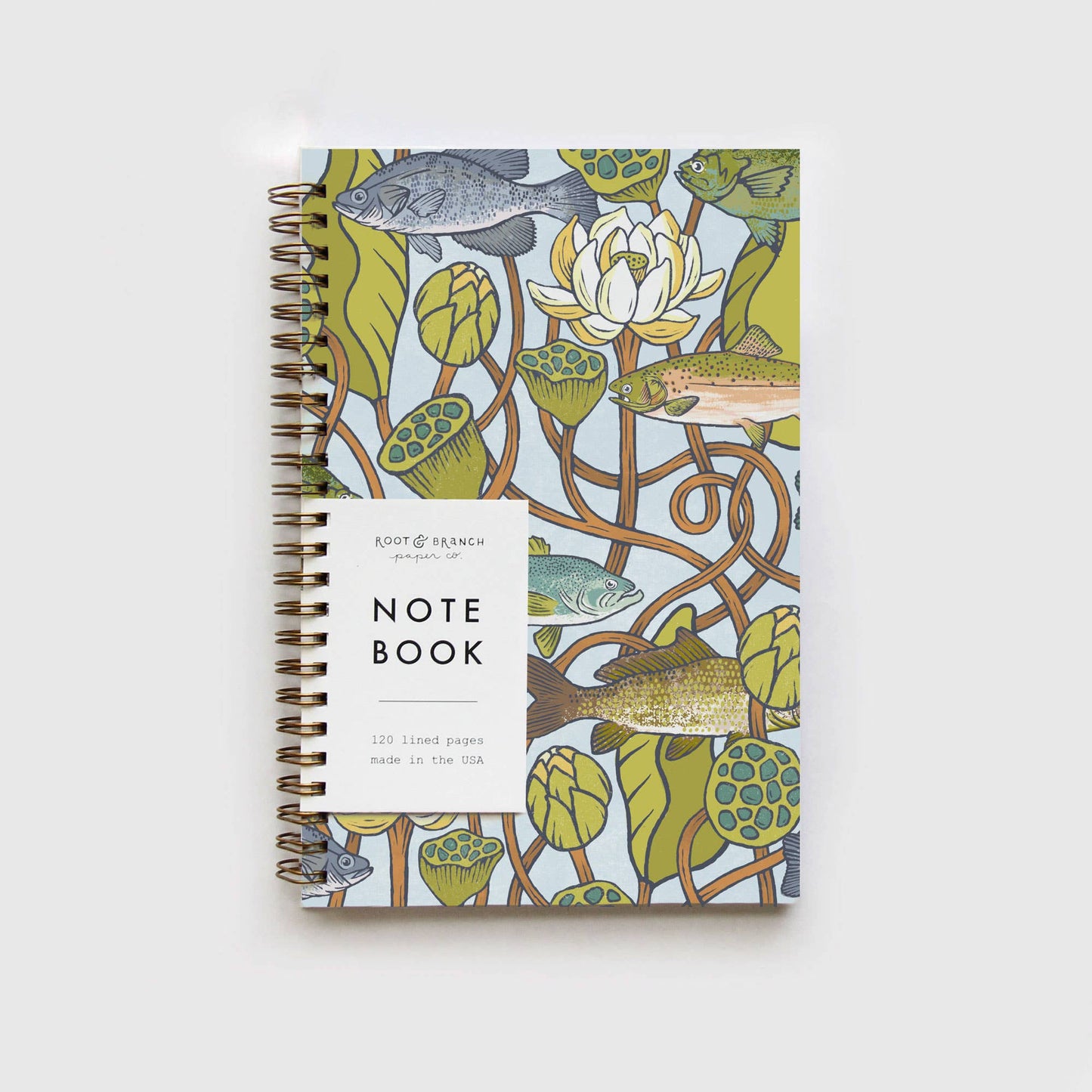 Lotus Pond Spiral Bound Notebook: Lined