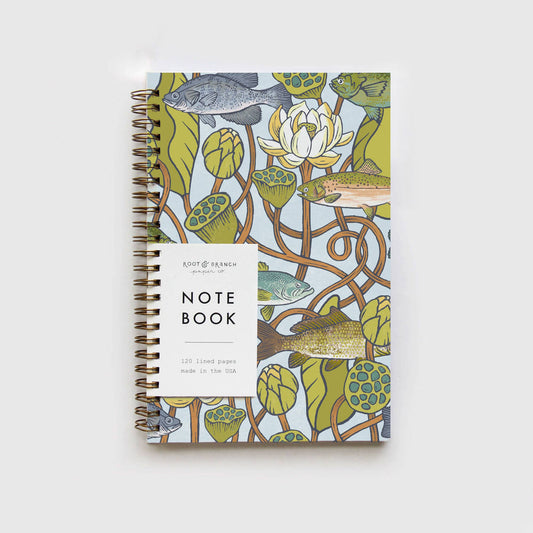 Lotus Pond Spiral Bound Notebook: Lined