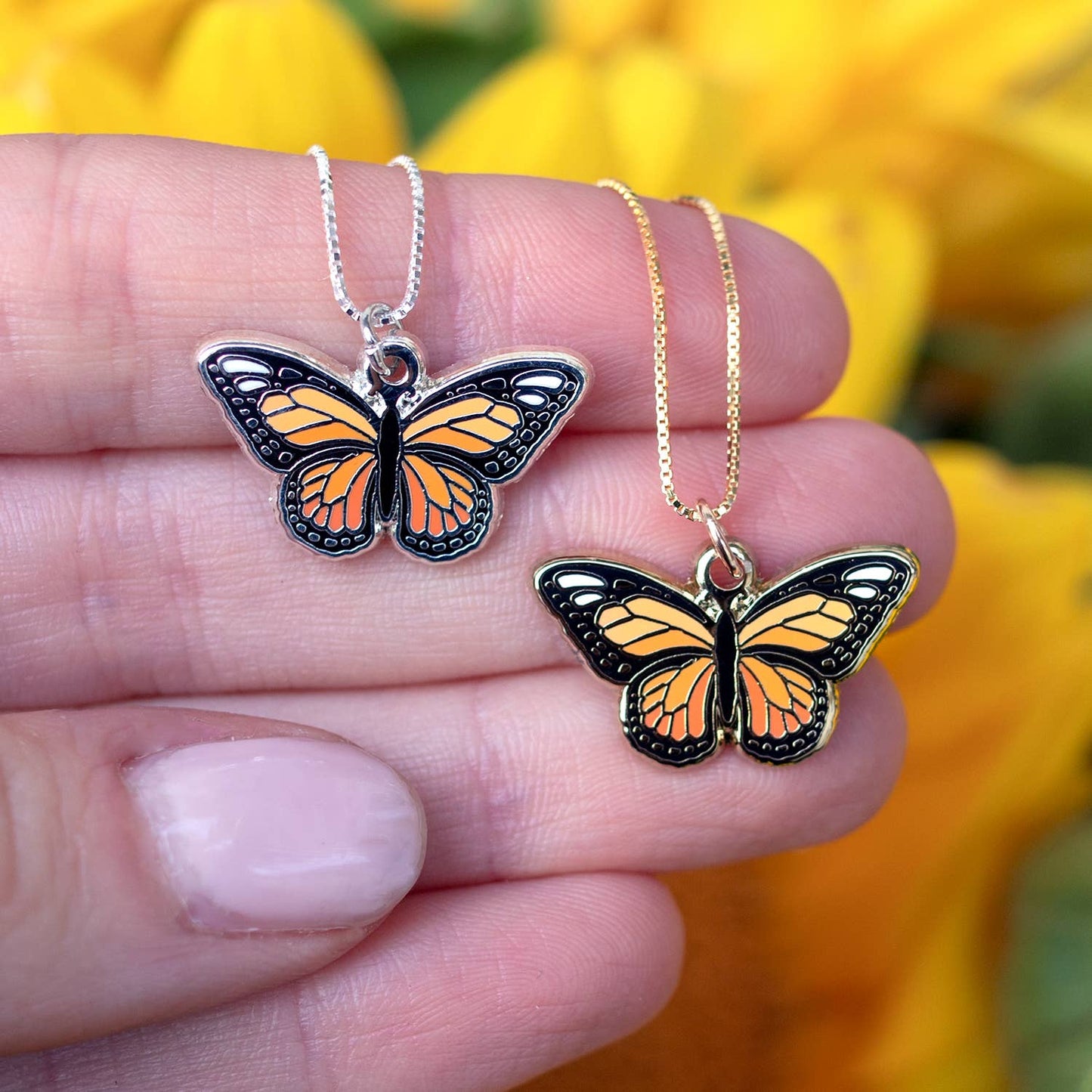 Monarch Butterfly Charm Necklace: Gold