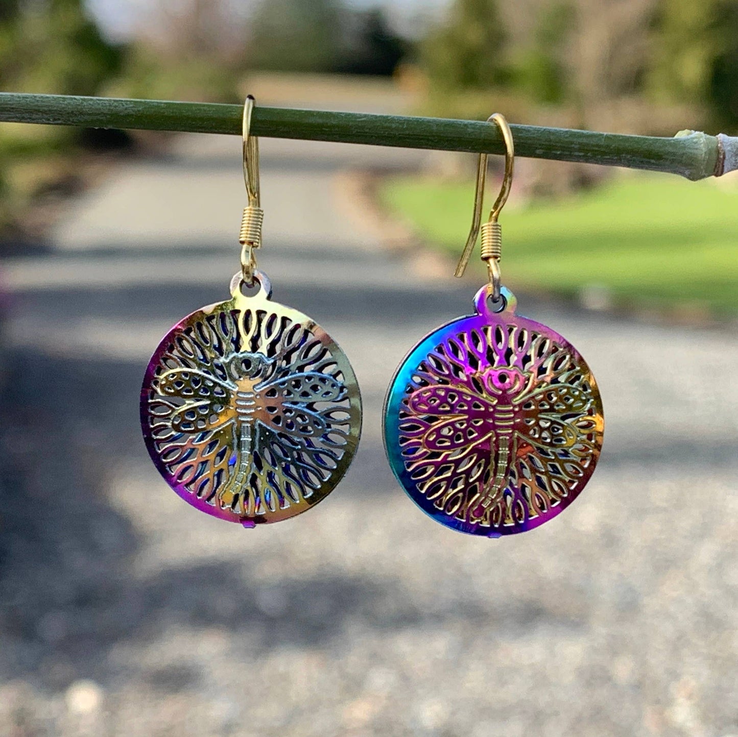 Dragonfly - Colored Metal Earrings
