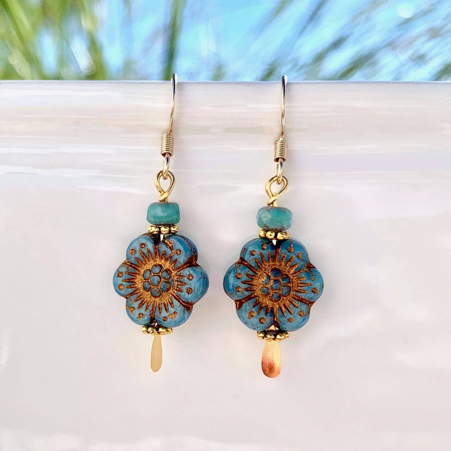 Turquoise Flower Earrings - 6 Garden and Ocean Colors Blue Turquoise