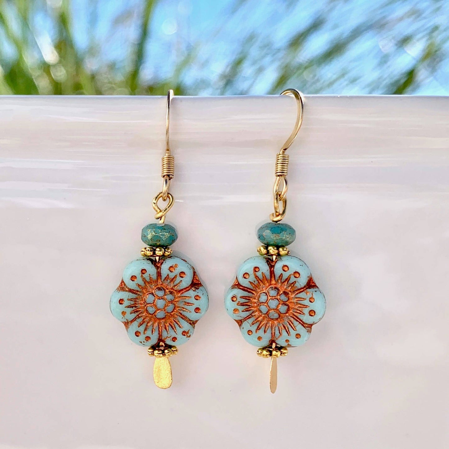 Pink Flower Earrings - 6 Garden and Ocean Colors Blue Turquoise