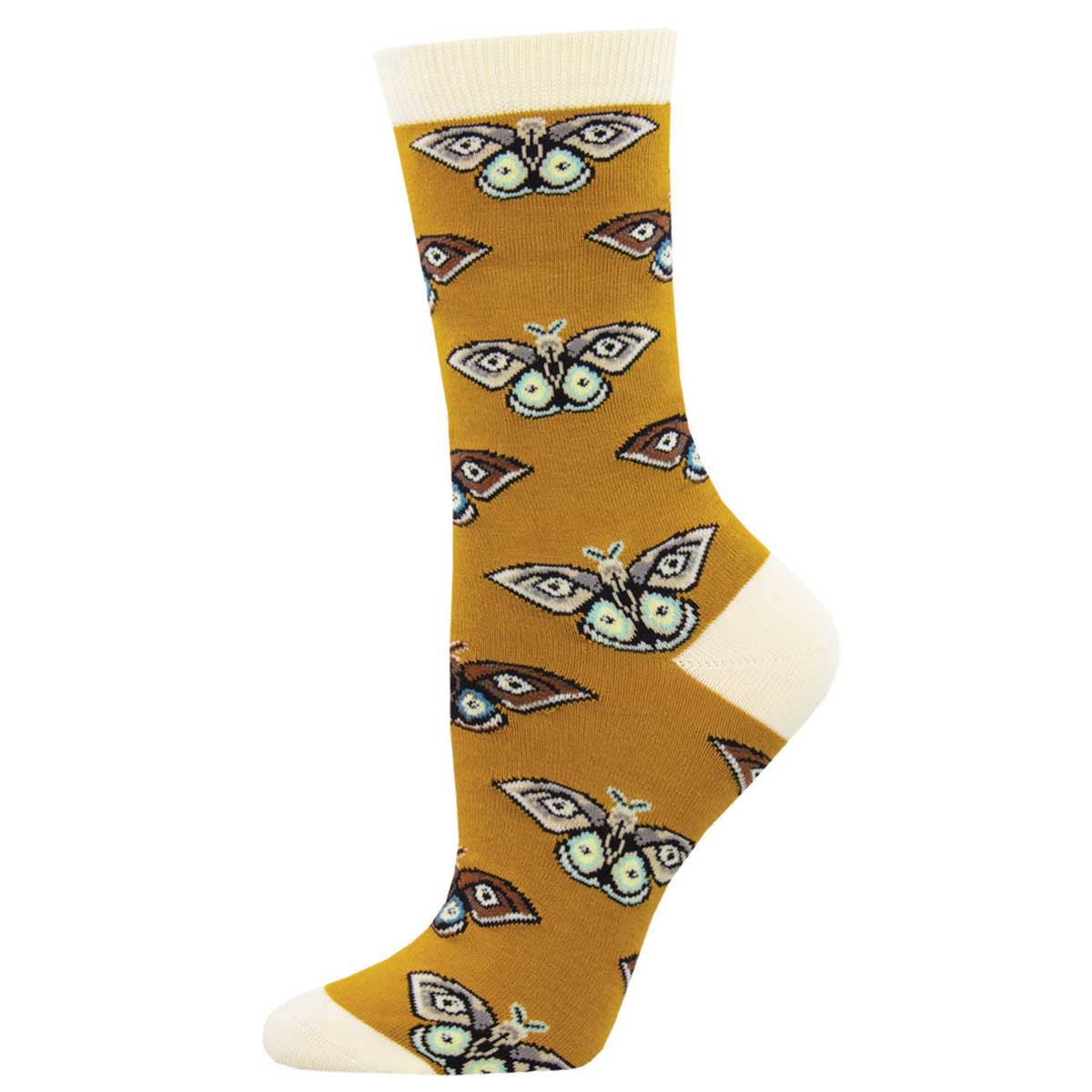 Vintage Moths Socks: Gold / 9-11