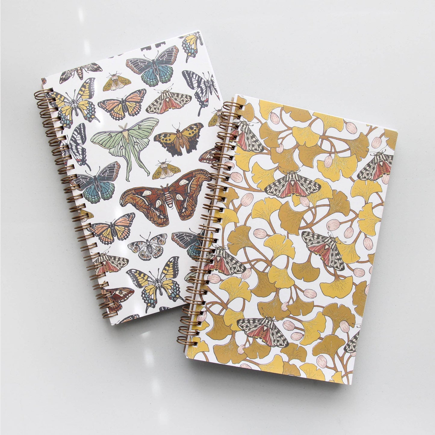 Ginkgo + Tiger Moth Spiral Bound Notebook: Lined