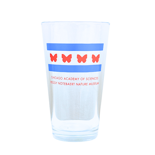 Pint Glass Chicago Flag Butterfly