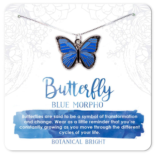 Blue Morpho Butterfly Charm Necklace